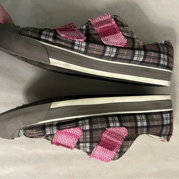 🌲 KEEN Coronado II Mary Jane Plaid Sneakers Pink Brown Canvas Size 10 Comfort - Picture 6 of 11